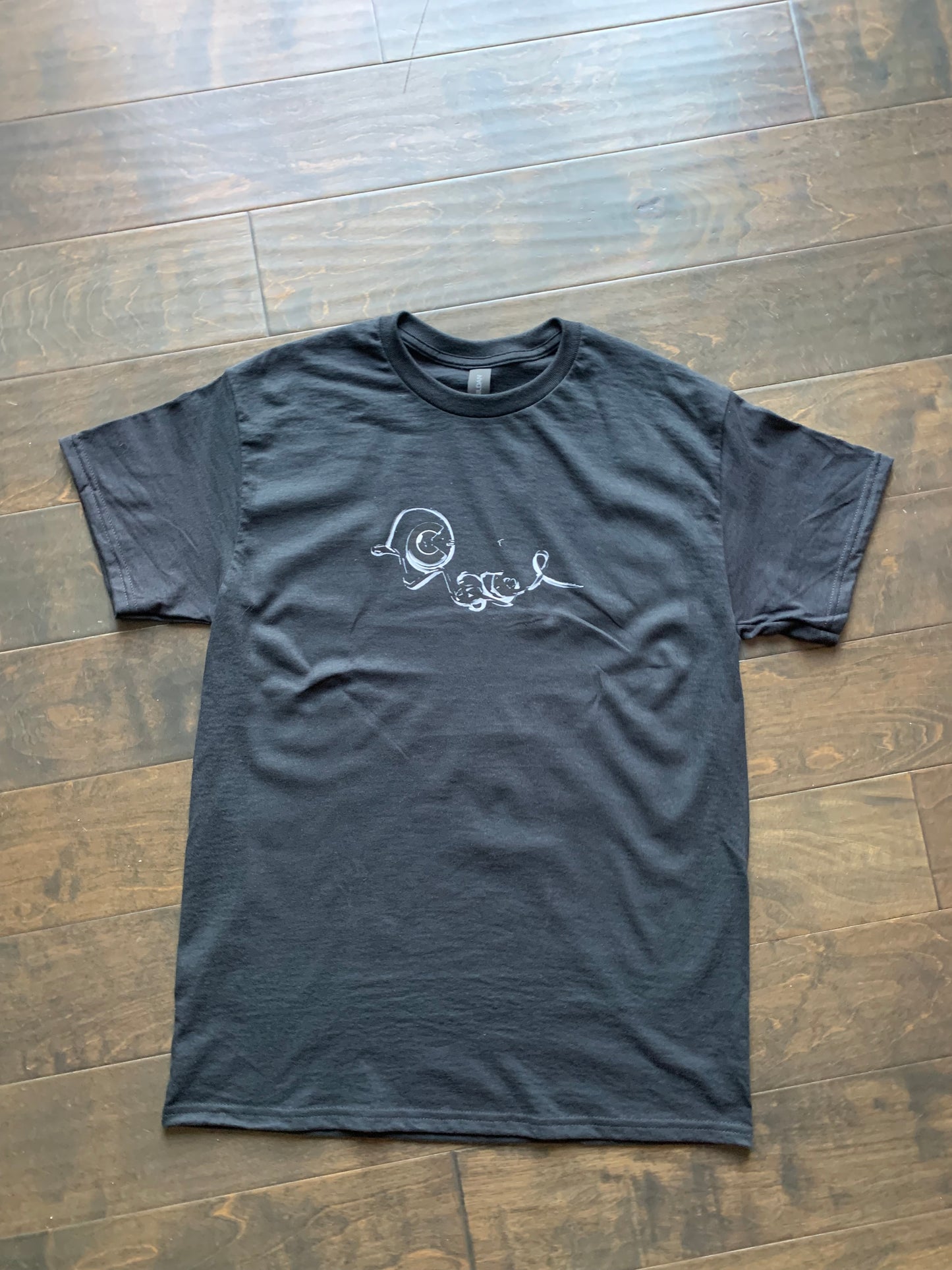 Cassette 25 Black Mens Heavyweight Crew Tee, Gildan