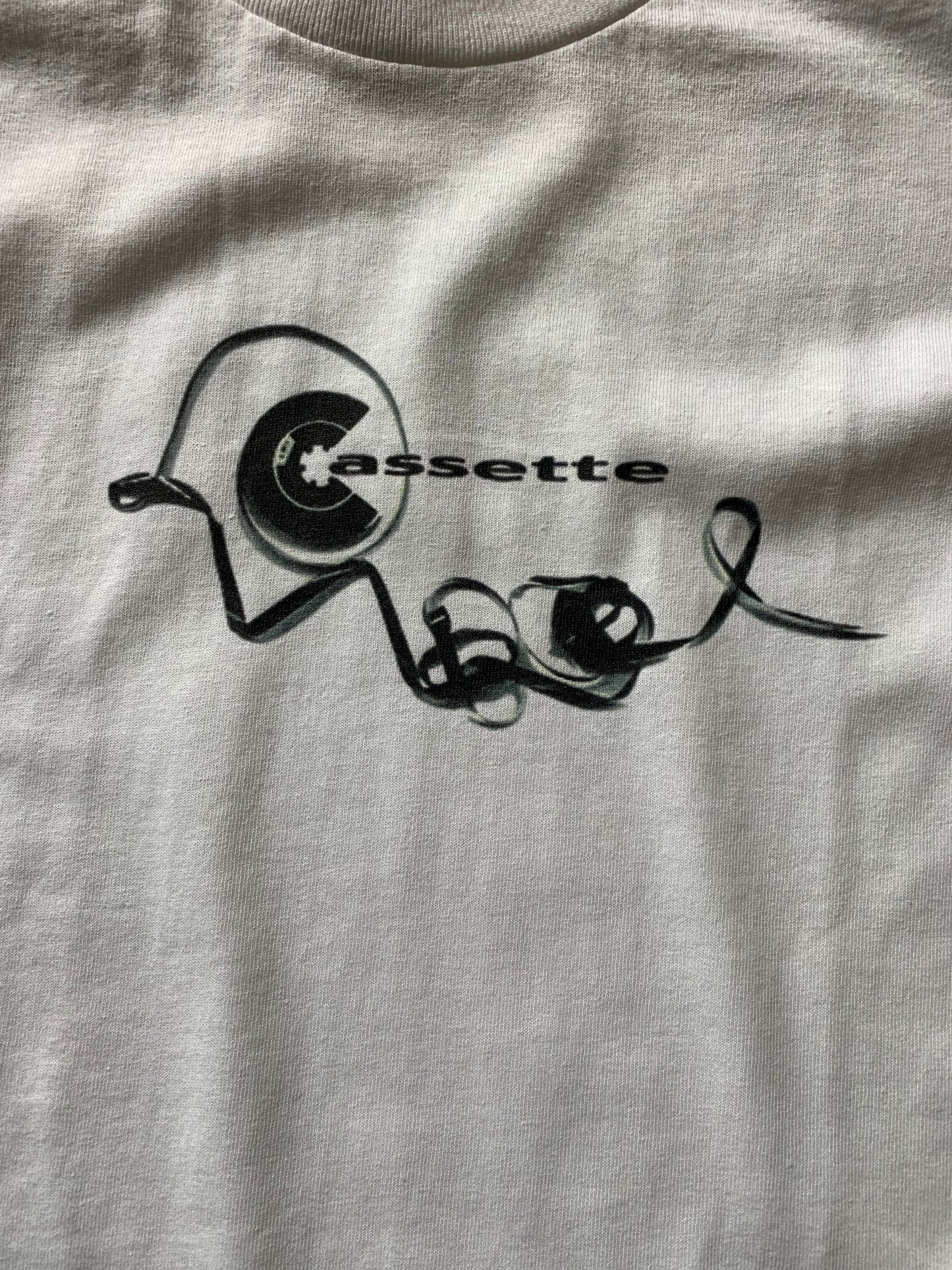 Cassette 25 White Mens Heavyweight Crew Tee, Gildan