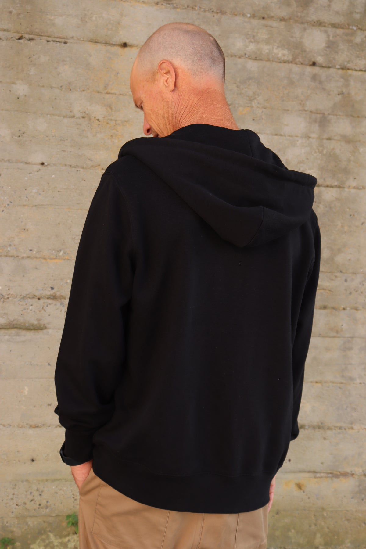 Zip Hoodie - White C Embroidery