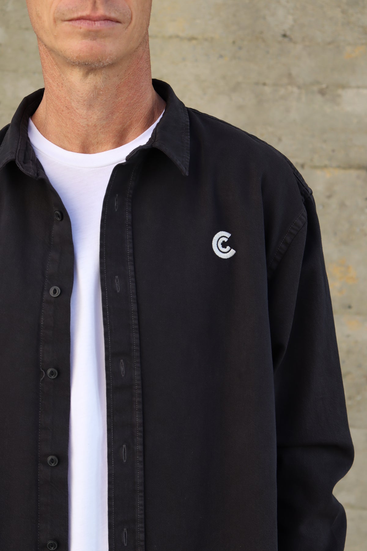 Almost Black Worker Shirt with White C Logo
