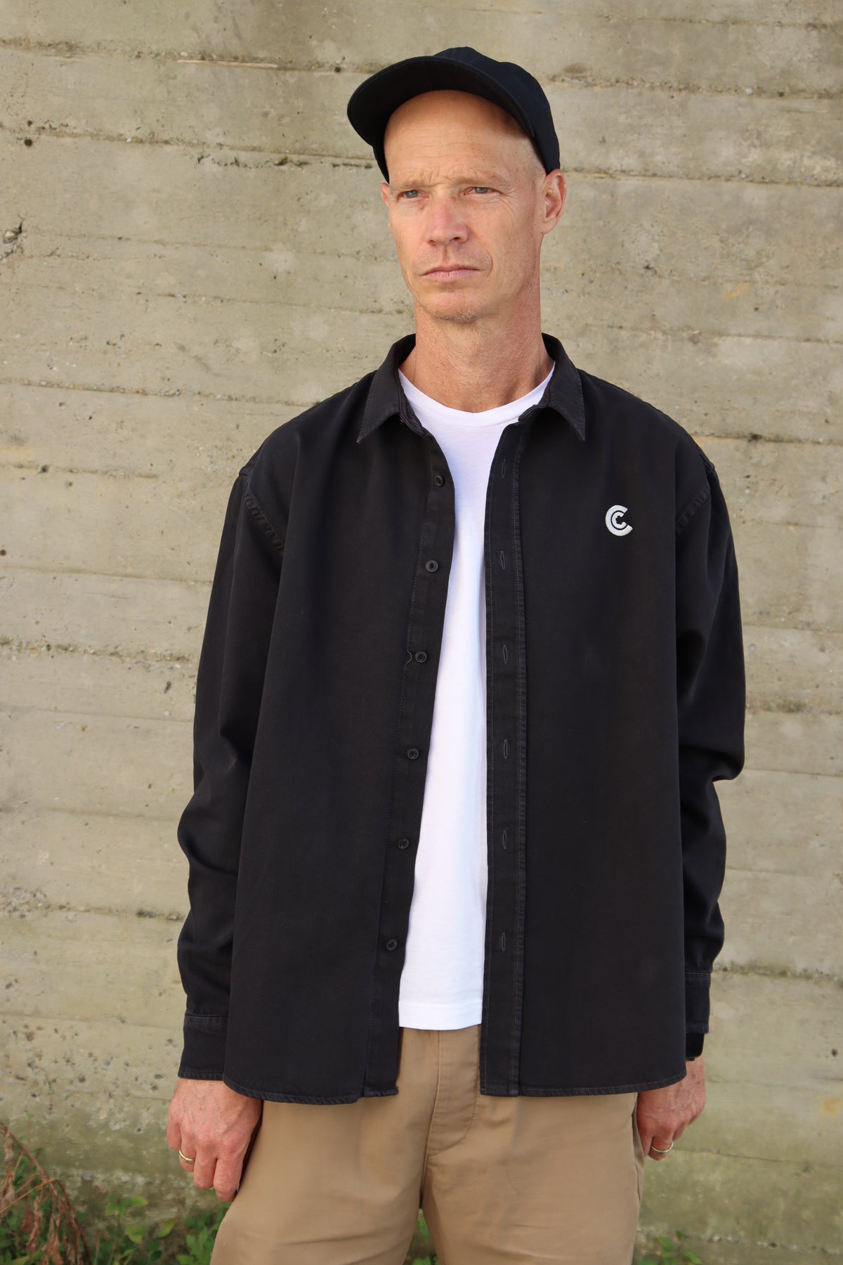 Almost Black Worker Shirt with White C Logo